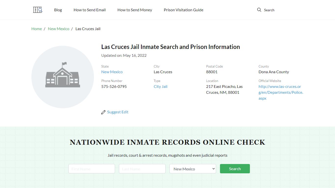 Las Cruces Jail Inmate Search, Visitation, Phone no ...